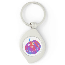 Psychedelic Pumpkin Heart Key Chain