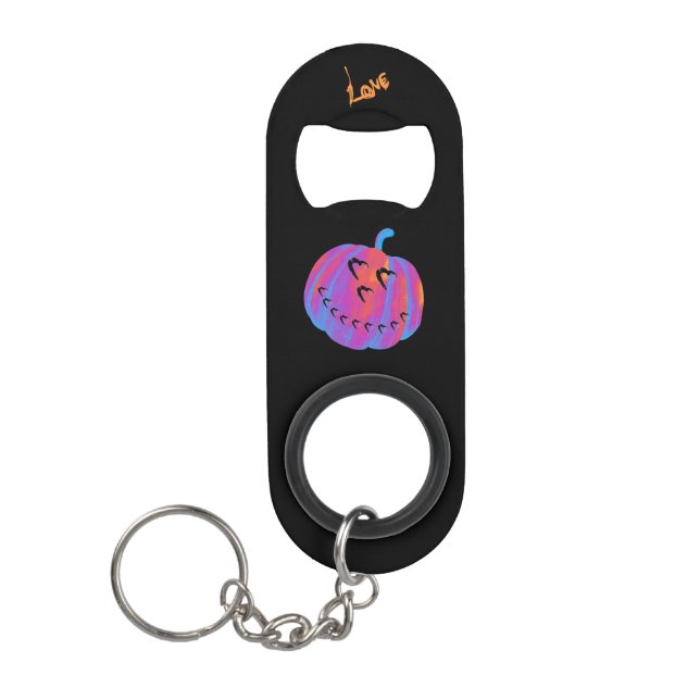 Psychedelic Pumpkin Heart Key Chain (Front)