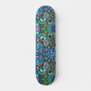 Psychedelic Purple and Lime Green Garden Flowers Skateboard