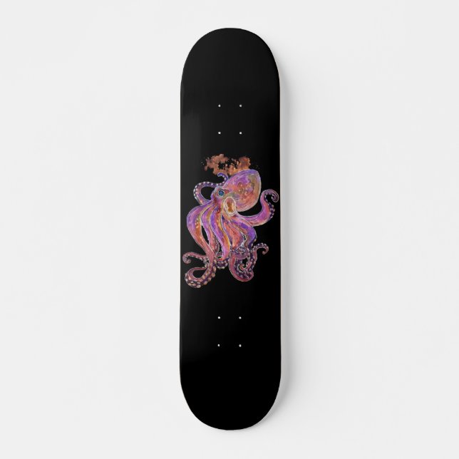 Psychedelic Purple Deep Sea Kraken Skateboard (Front)