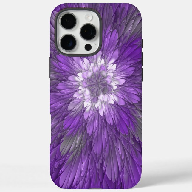 Psychedelic Purple Flower Abstract Fractal Art Case-Mate iPhone Case (Back)