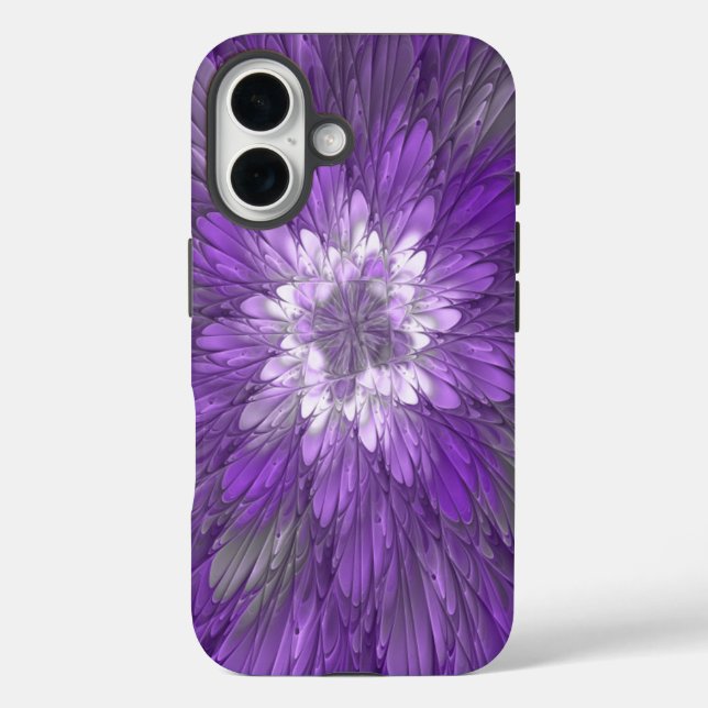 Psychedelic Purple Flower Abstract Fractal Art Case-Mate iPhone Case (Back)
