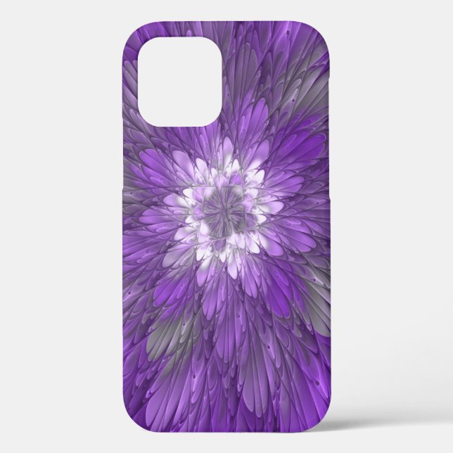 Psychedelic Purple Flower Abstract Fractal Art Case-Mate iPhone Case (Back)