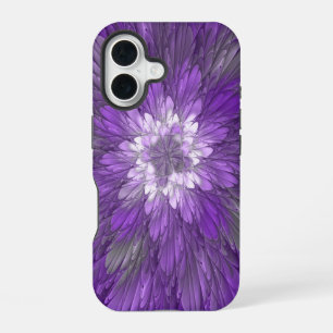 Psychedelic Purple Flower Abstract Fractal Art iPhone 16 Case