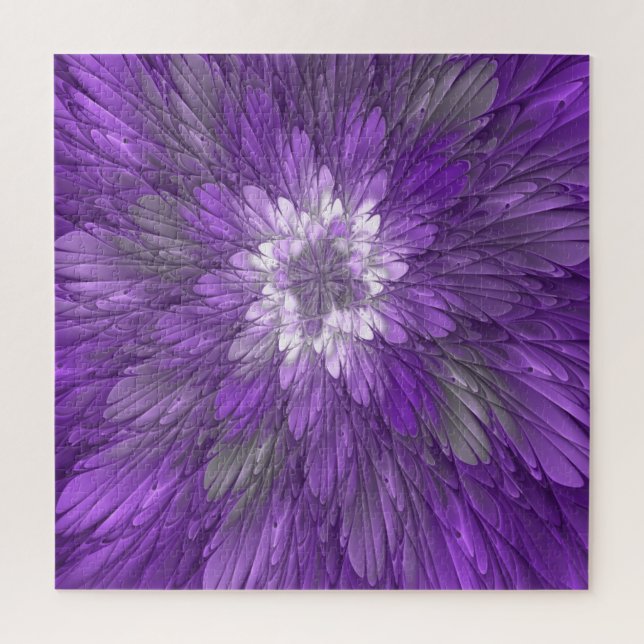 Psychedelic Purple Flower Abstract Fractal Art Jigsaw Puzzle (Vertical)