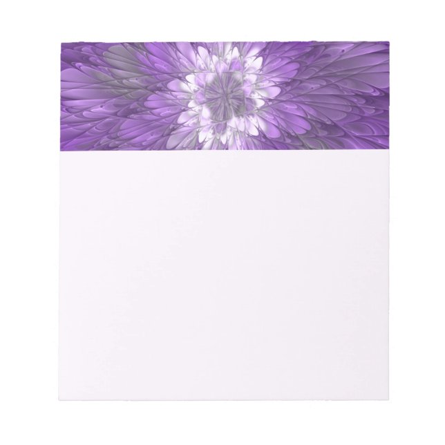 Psychedelic Purple Flower Abstract Fractal Art Notepad (Front)
