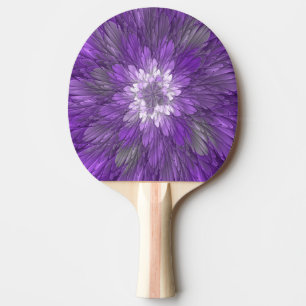 Psychedelic Purple Flower Abstract Fractal Art Ping Pong Paddle