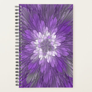 Psychedelic Purple Flower Abstract Fractal Art Planner