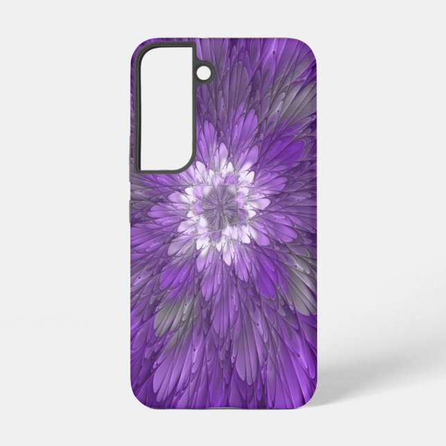 Psychedelic Purple Flower Abstract Fractal Art Samsung Galaxy S22 Case (Back)