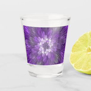 Psychedelic Purple Flower Abstract Fractal Art Shot Glass
