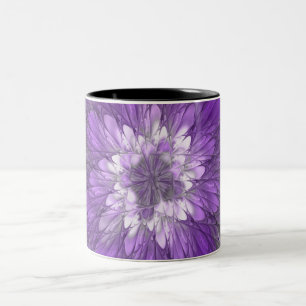 Psychedelic Purple Flower Abstract Fractal Art Two-Tone Coffee Mug