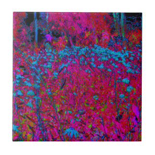 Psychedelic Purple Lily Flower Magenta Garden Ceramic Tile