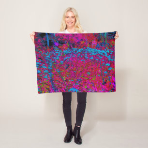 Psychedelic Purple Lily Flower Magenta Garden Fleece Blanket