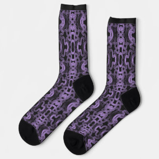 Psychedelic purple lines on black socks