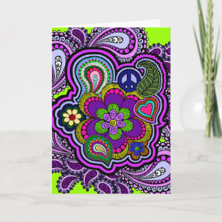 Psychedelic Purple Paisley Greeting Card