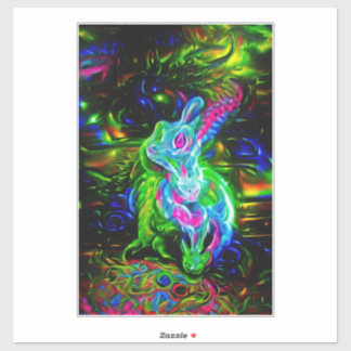Psychedelic Rabbit Dragon in Neon Fantasy