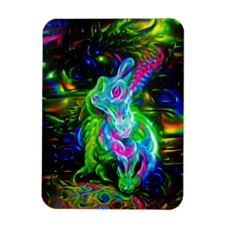 Psychedelic Rabbit Dragon in Neon Fantasy Magnet