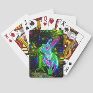 Psychedelic Rabbit Dragon in Neon Fantasy Playing Cards
