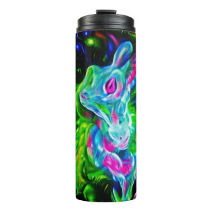 Psychedelic Rabbit Dragon in Neon Fantasy Thermal Tumbler