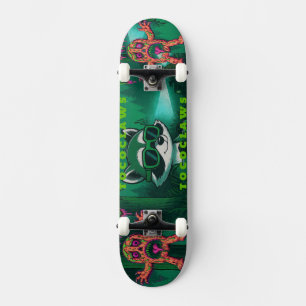 Psychedelic Racoon & Monster Graphic with Skateboard