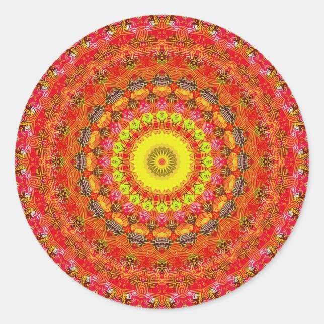 Psychedelic Radial Pattern: Classic Round Sticker (Front)