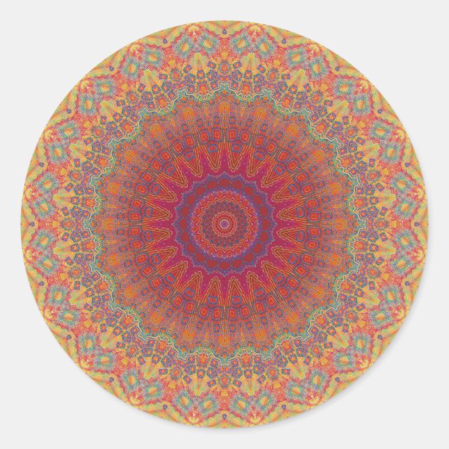 Psychedelic Radial Pattern: Classic Round Sticker (Front)