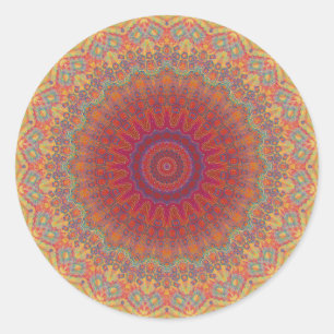 Psychedelic Radial Pattern: Classic Round Sticker