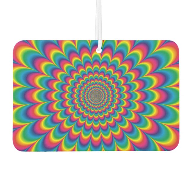 Psychedelic rainbow abstract design car air freshener (Front)
