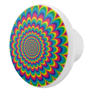 Psychedelic rainbow abstract design ceramic knob