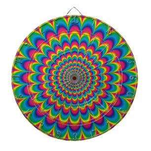 Psychedelic rainbow abstract design dartboard