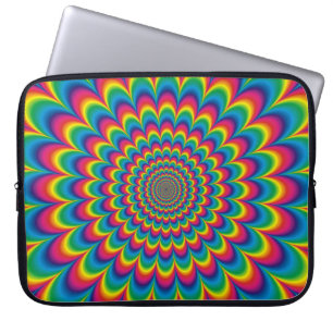 Psychedelic rainbow abstract design laptop sleeve
