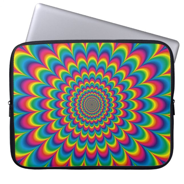 Psychedelic rainbow abstract design laptop sleeve (Front)
