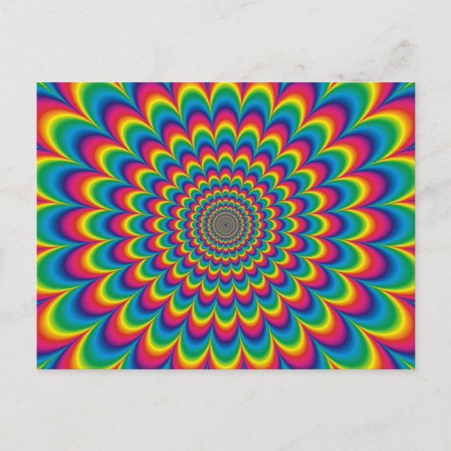 Psychedelic rainbow abstract design postcard (Front)
