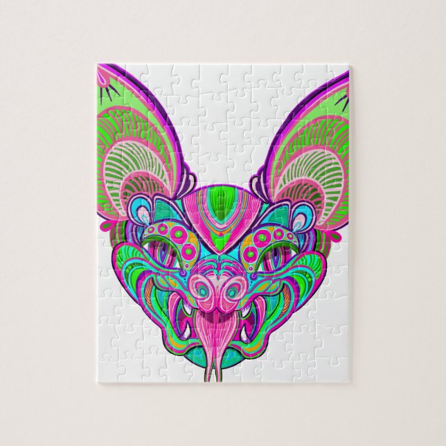 Psychedelic rainbow bat jigsaw puzzle (Vertical)