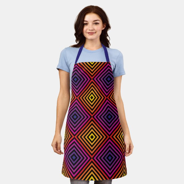 Psychedelic Rainbow Chevron Pattern Apron (Worn)