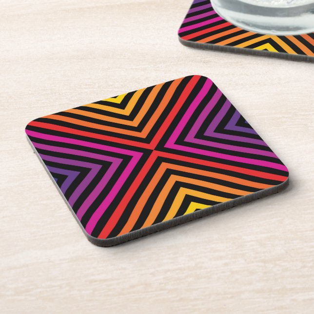 Psychedelic Rainbow Chevron Pattern Coaster (Left Side)