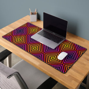 Psychedelic Rainbow Chevron Pattern Desk Mat