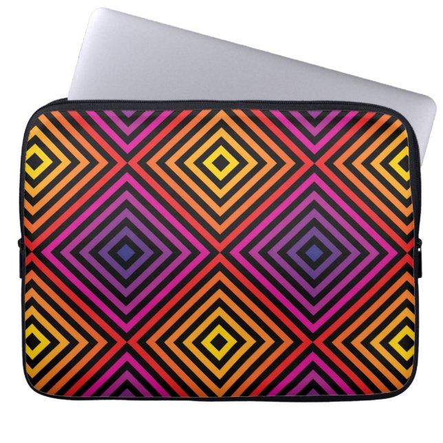 Psychedelic Rainbow Chevron Pattern Laptop Sleeve (Front)