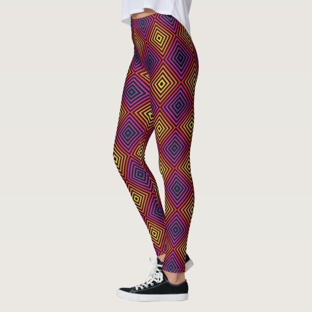Psychedelic Rainbow Chevron Pattern Leggings (Left)