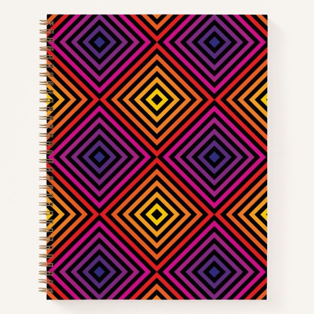 Psychedelic Rainbow Chevron Pattern Notebook (Front)