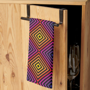 Psychedelic Rainbow Chevron Pattern Tea Towel