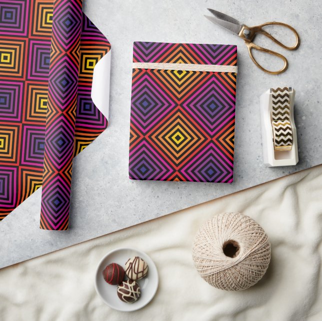 Psychedelic Rainbow Chevron Pattern Wrapping Paper (Crafts)