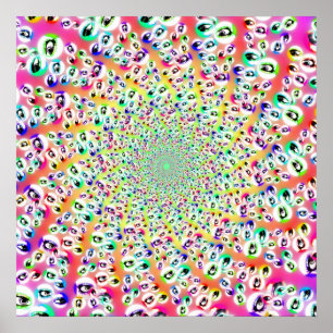 Psychedelic Rainbow Eyes Mandala Poster