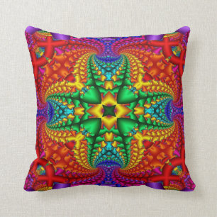 Psychedelic Rainbow Fractal Cushion