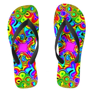 Psychedelic Rainbow Fractal Sandals