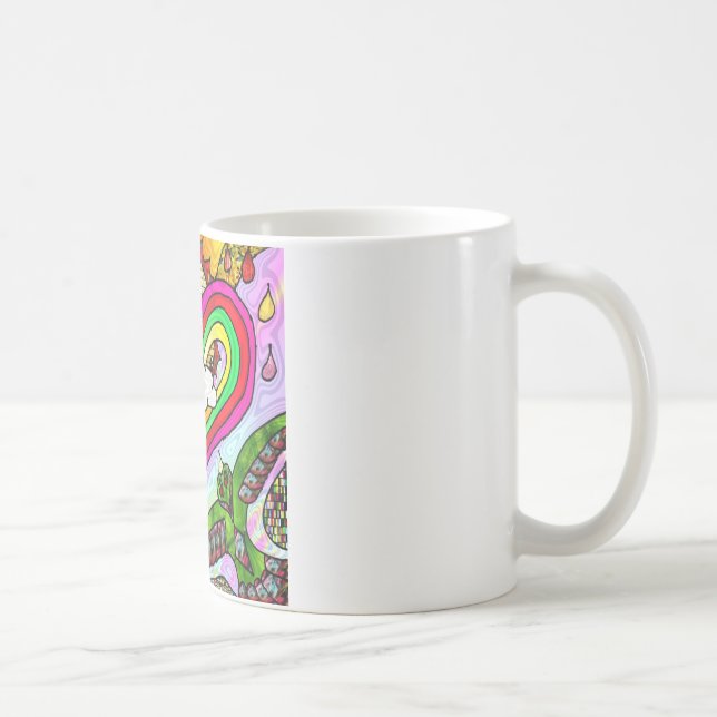 Psychedelic Rainbow Heart Art Print Coffee Mug (Right)