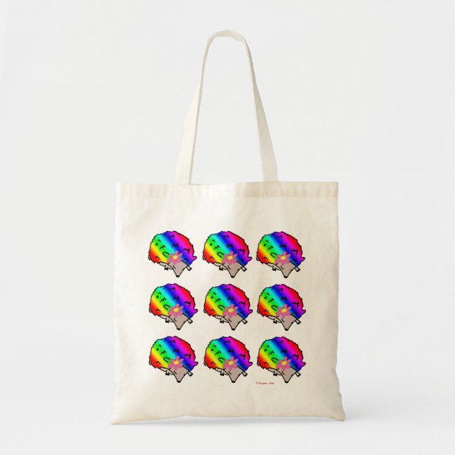 Psychedelic Rainbow Hedgehog Canvas Shopping Bag (Front)
