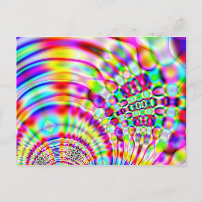 Psychedelic Rainbow Hippy Sunrise Postcard (Front)
