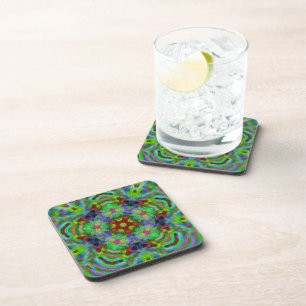 Psychedelic Rainbow Kaleidoscope Coasters