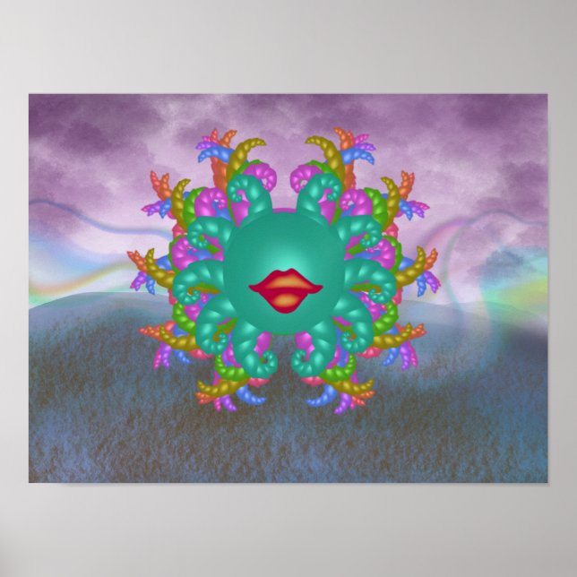 Psychedelic Rainbow Medusa Face Poster (Front)